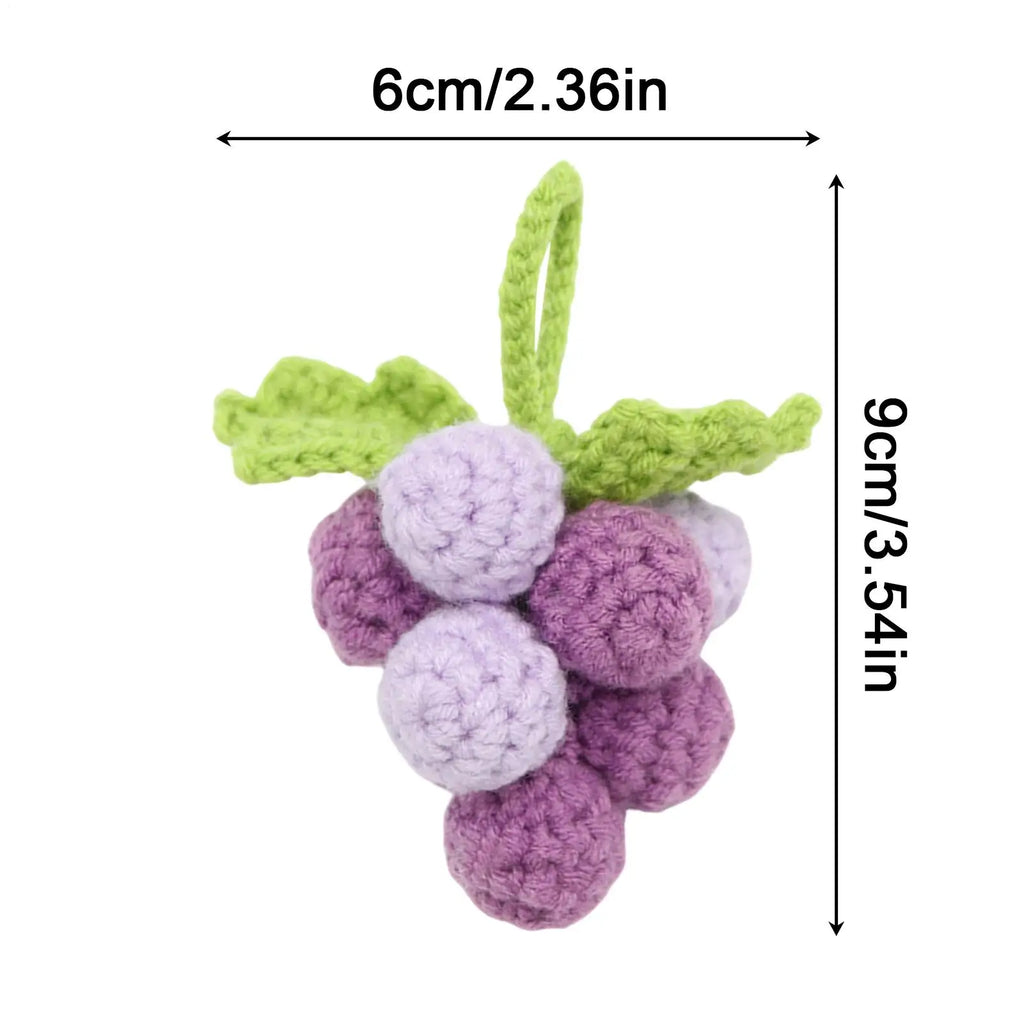Grape Charms Cute Handcrafted Crochet Ornament Decor Small Bag Charm for Handbag Tote Backpack Keychain Car Women Girls