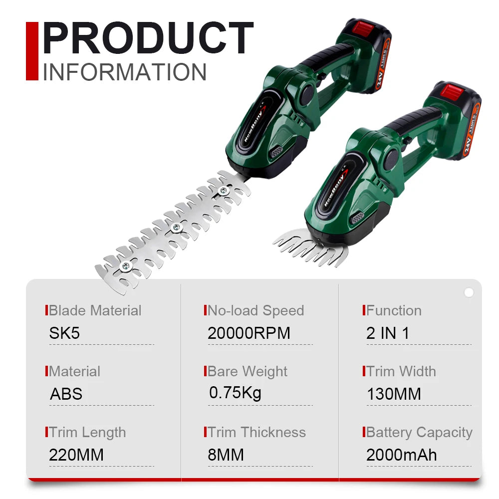 2in1 Electric Hedge Trimmer 20000rpm Household Lawn Mower Garden Scissors Grass Power Tool For Makita 18V Battery Pin