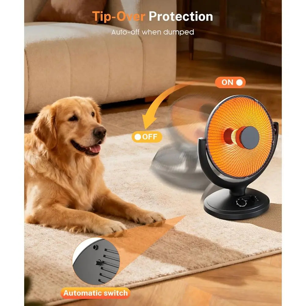 65° Oscillating 800W Radiant Heater with Thermostat, Timer, Safety Features for Indoor Use