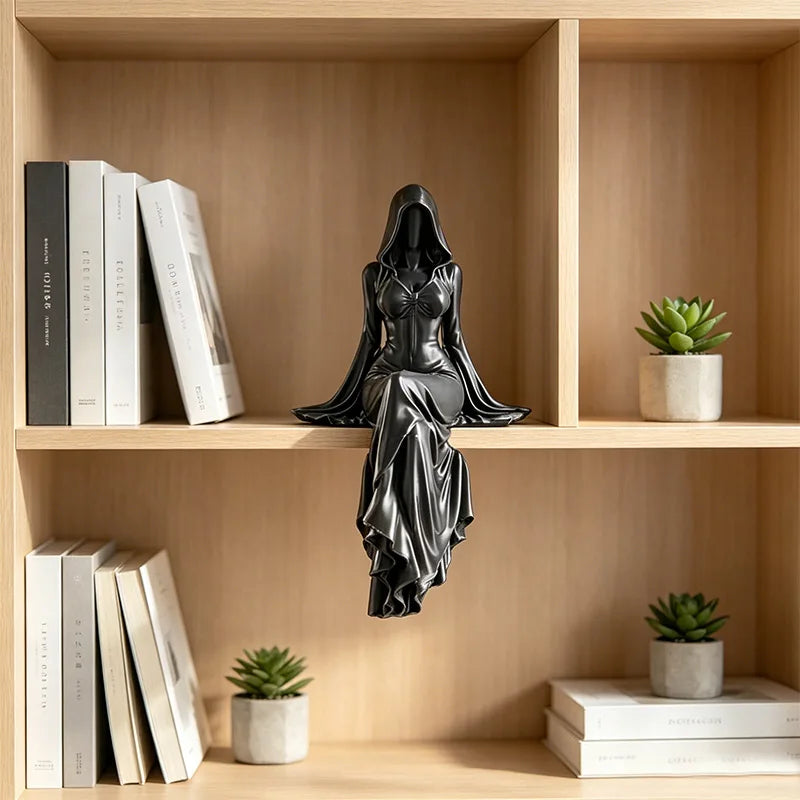 3D Printed Skeleton Lady Statue Gothic Art Figurine Home Desktop Ornament Halloween Decor Collectible Craft Gift