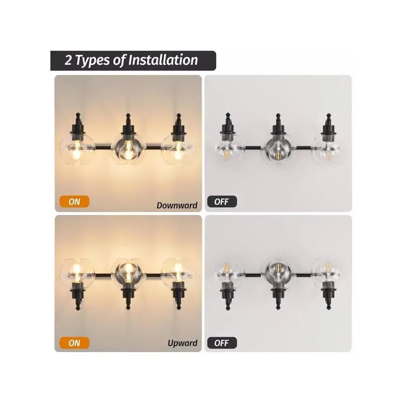 3-Light Brushed Gold Bathroom Vanity Light Fixture, 22-Inch Modern Wall Lighting Over Mirror with Clear Glass Shades for Living