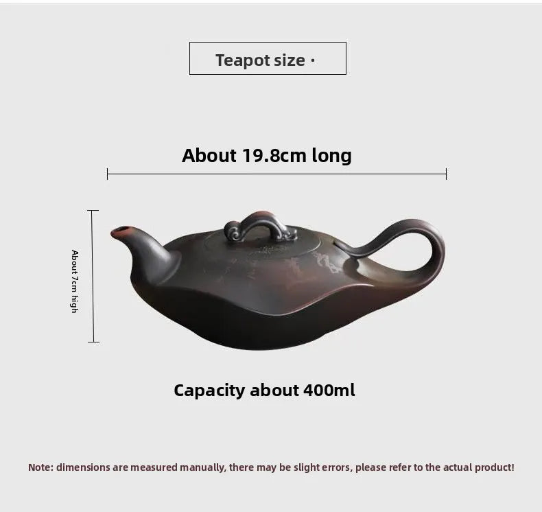 Purple Pottery Teapot Handmade Household Chinese Style Large Capacity Purple Clay Teapot Single Pot