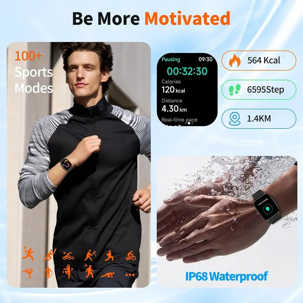 Smart Watch or Men & Women with Bluetooth Calling, 1.85" Touchsn itn, Heart Rate & Sleep Monitor, 100+ Sports es, IP68 Waterproo