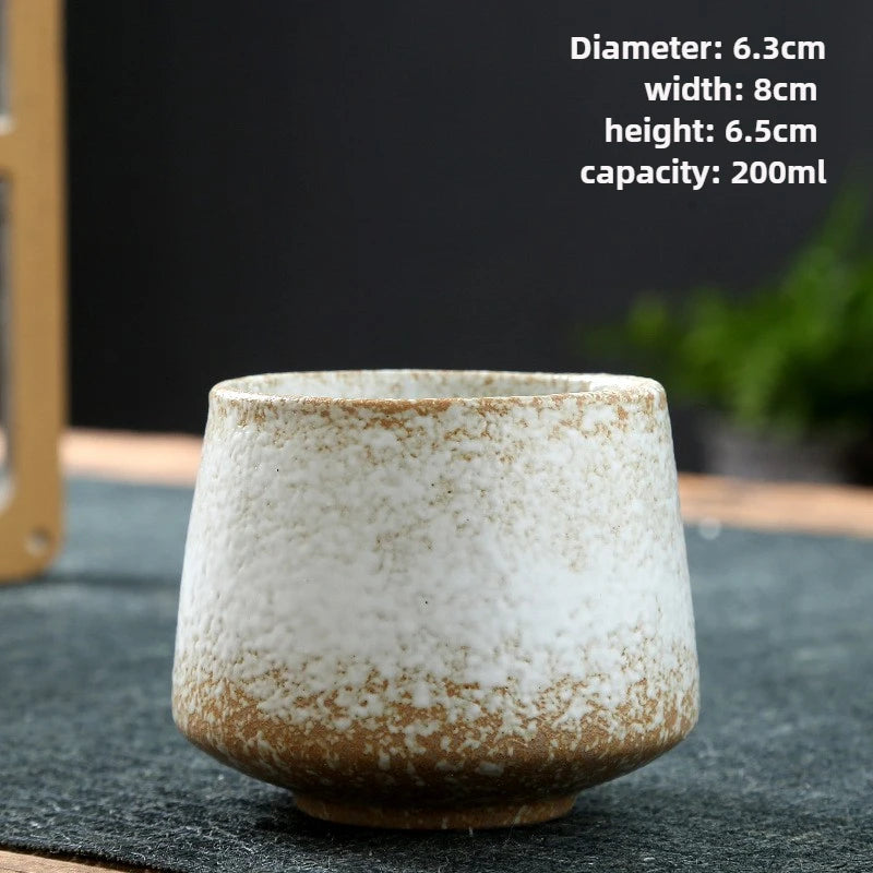 Vintage Japanese Raku Pottery Tea Cup Handcrafted Coarse Ceramic Kung Fu Cup Kiln Glaze Unique Design for Home Use