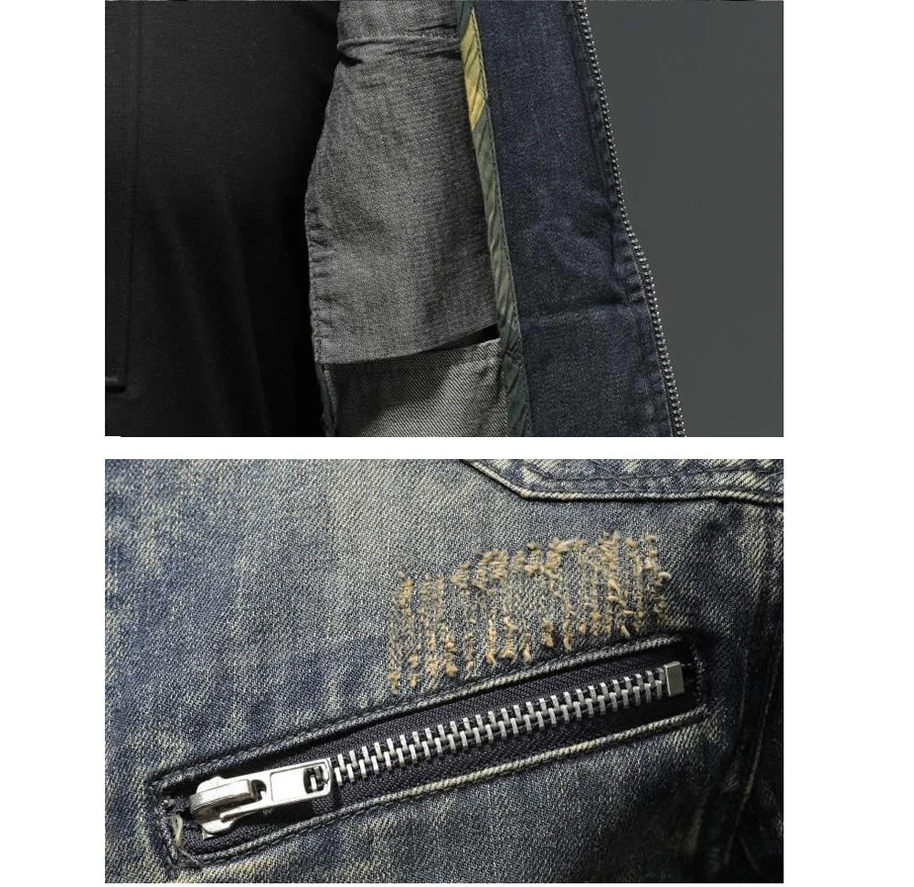 Autumn Men's Denim Jackets Fashion Men Retro Streetwear Zipper Cowboy Coats Men Vintage Windbreaker Biker Jean Jackets Clothing