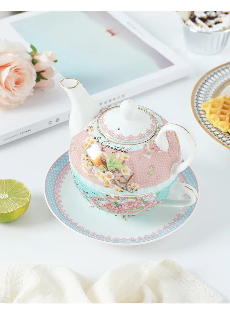 English Afternoon Tea Set, Single Person Mother-Daughter Teapot with Filter, Creative Floral Ceramic Tea Ware