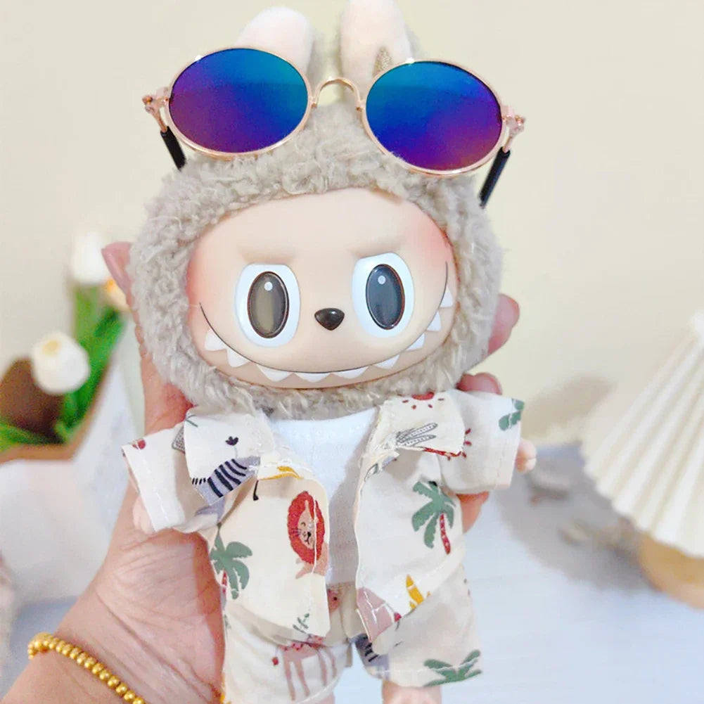 For 17cm Labubu Doll Clothes Beachwear Fashion Clothes With Sunglasses Labubu Clothes Ropa Labubu