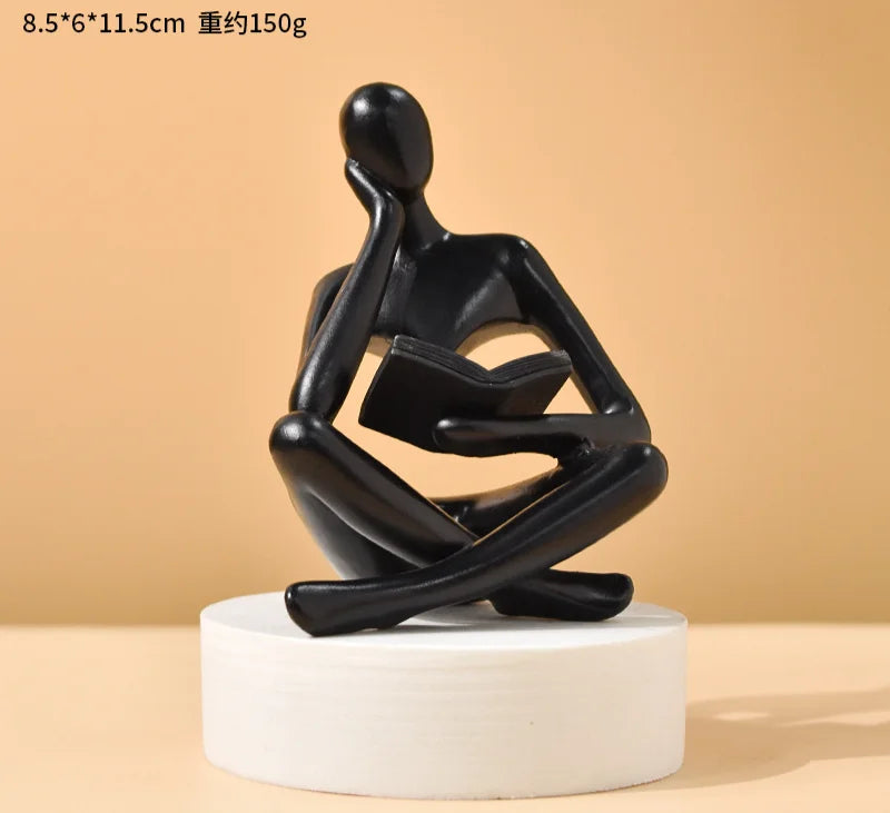Bookshelf Decor Home Decor - Person Who is Thinking Abstract Thinker Sculpture Figurine Statue Resin Modern Reading Decoration
