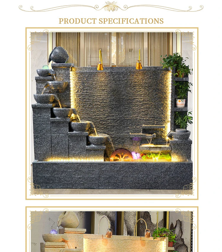 2 Meters Outdoor Water Fountain Yard Garden Villa Decoration Large Fountain Waterfall Concrete Fountains Zen Water Flows