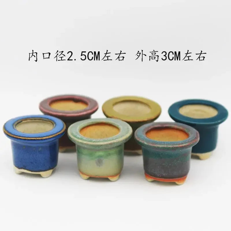 6pc Coarse Pottery Semi Glaze Mini Fleshy Flowerpot Mini Pot Pocket Green Plant Home Decoration Thumb Flowerpot With Hole