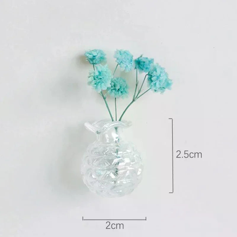Mini Glass Vase Fridge Magnet DIY Porcelain Vase Flowers Refrigerator Message Sticker Plant Magnet Green Gift Kitchen