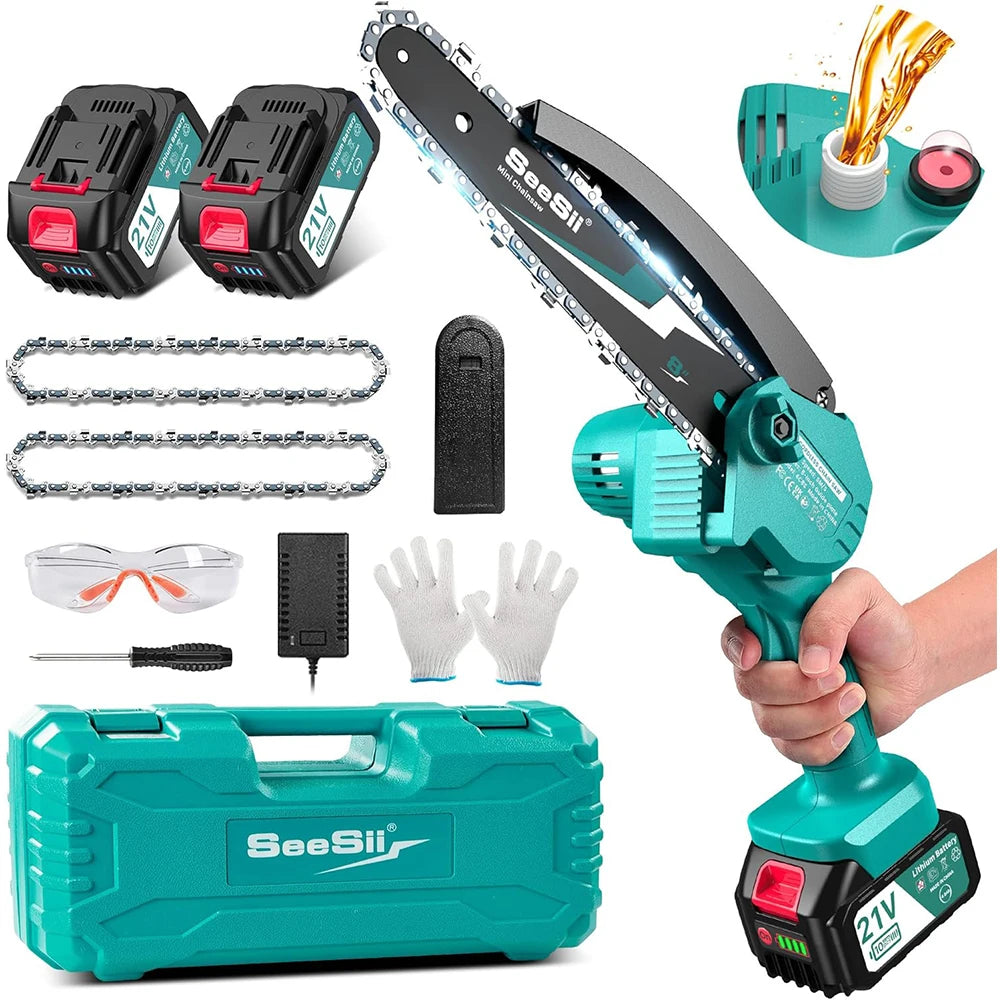 SEESII 8'' Mini Cordless Chainsaw kit Electric Chainsaw Wood Cutter Pruning Garden Power Tools For Makita 18V Battery pin