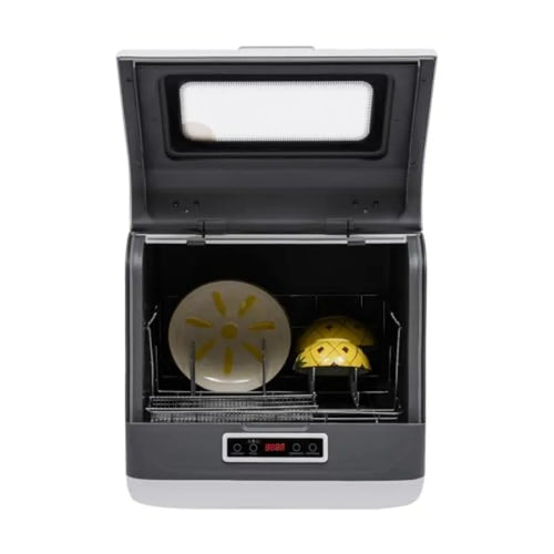110V 800W Compact Portable Dishwasher with 360 Rotating Spray Mini Countertop Dish Washing Machine in White 3 Washing Programs