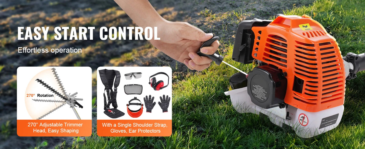 SucceBuy 33CC 6-in-1Multi-Functional Trimming Tools Gas Hedge Trimmer Weed Eater String TrimmerBrush Cutter Pole Saw Chainsaw