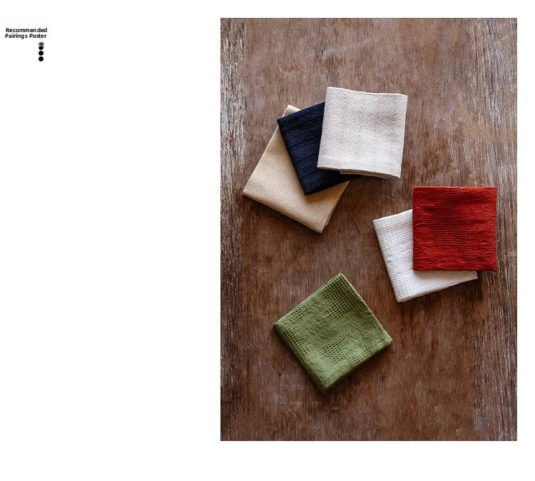 Thick Handmade Cotton Linen Tea Towel Double Sided Absorbent Tea Tablecloth Tea Set Zero Matching Tea Tray Cup Mat Pot Mat