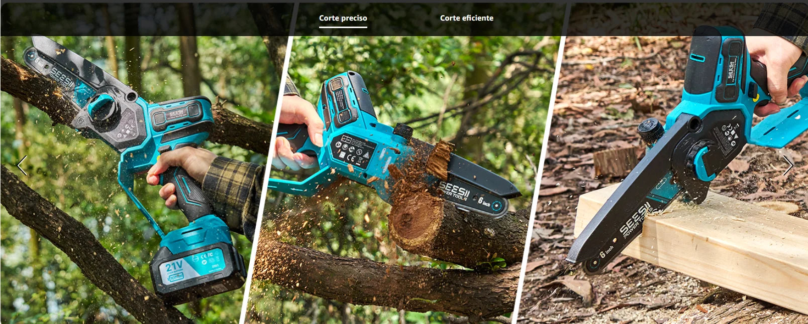 SEESII 6&8'' Brushless Electric Chainsaw 1000W Cordless Electric Saw Woodworking Garden Pruning Tools For Makita 18V Battery Pin