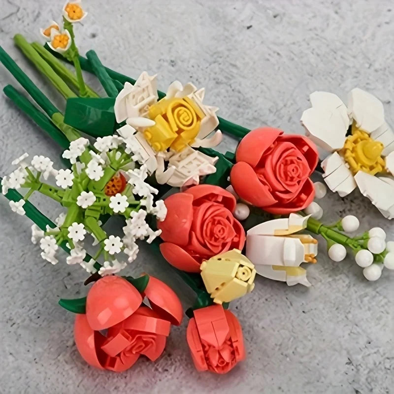 Big Flowers Bouquet Building Blocks Set Flowers Models Home Decor Botanical Collection Bricks Toys for Adults Mother's Day