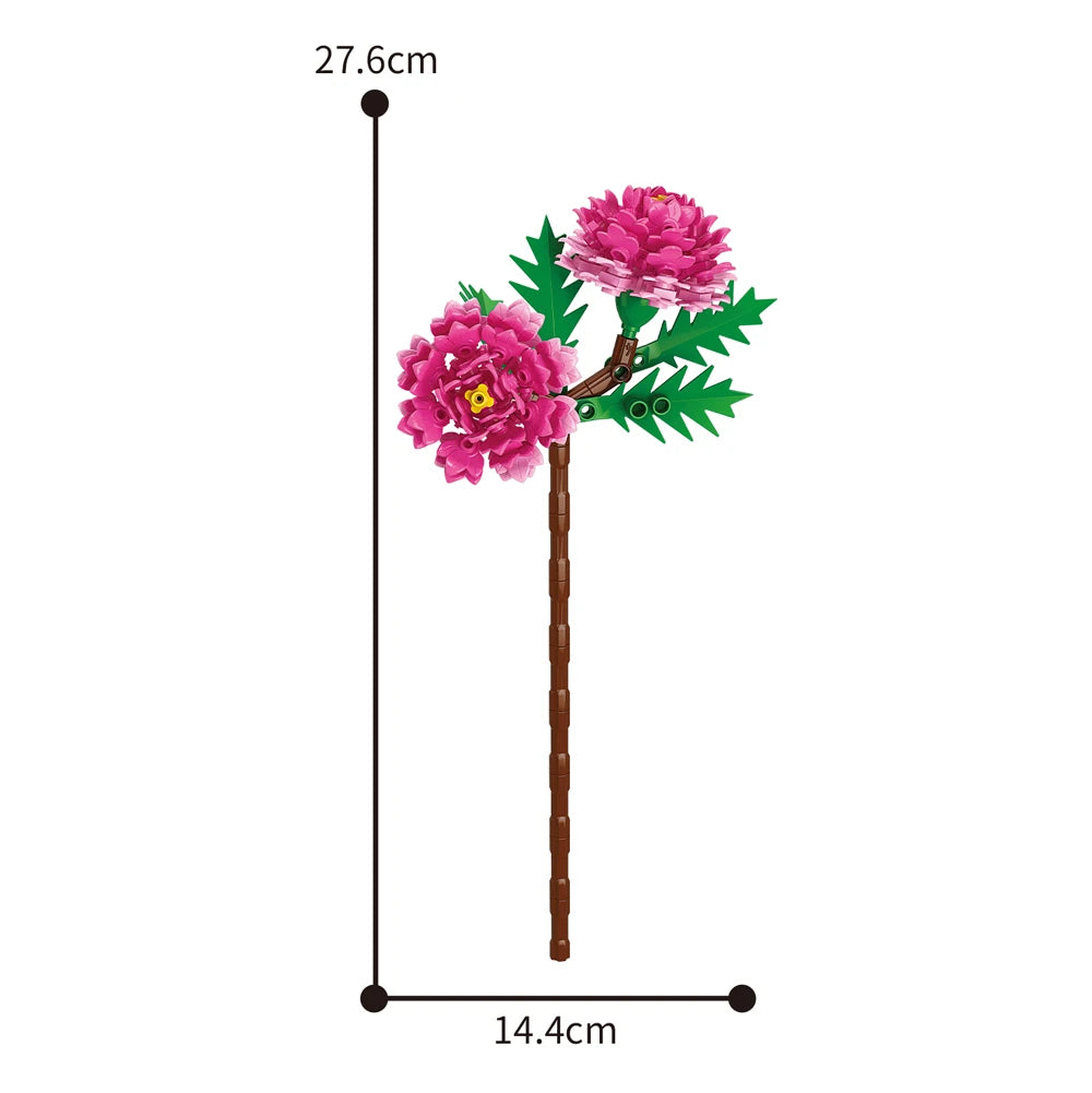 Creativity Potted Plants Bouquet Rose Lily Flower Home Desk Plant Decoration Assemble Building Blocks Bricks Toys Girls Gift