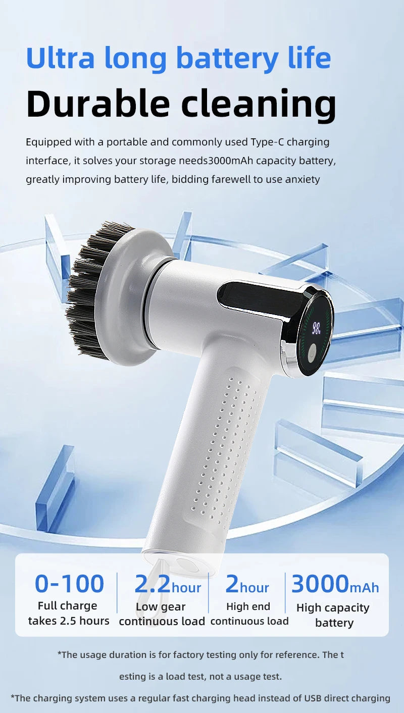 4-in-1 Electric Cleaning Brush IPX7 Waterproof Multi-Functional Wireless Handle Rechargeable Portable Brush For Bathroom Kitchen