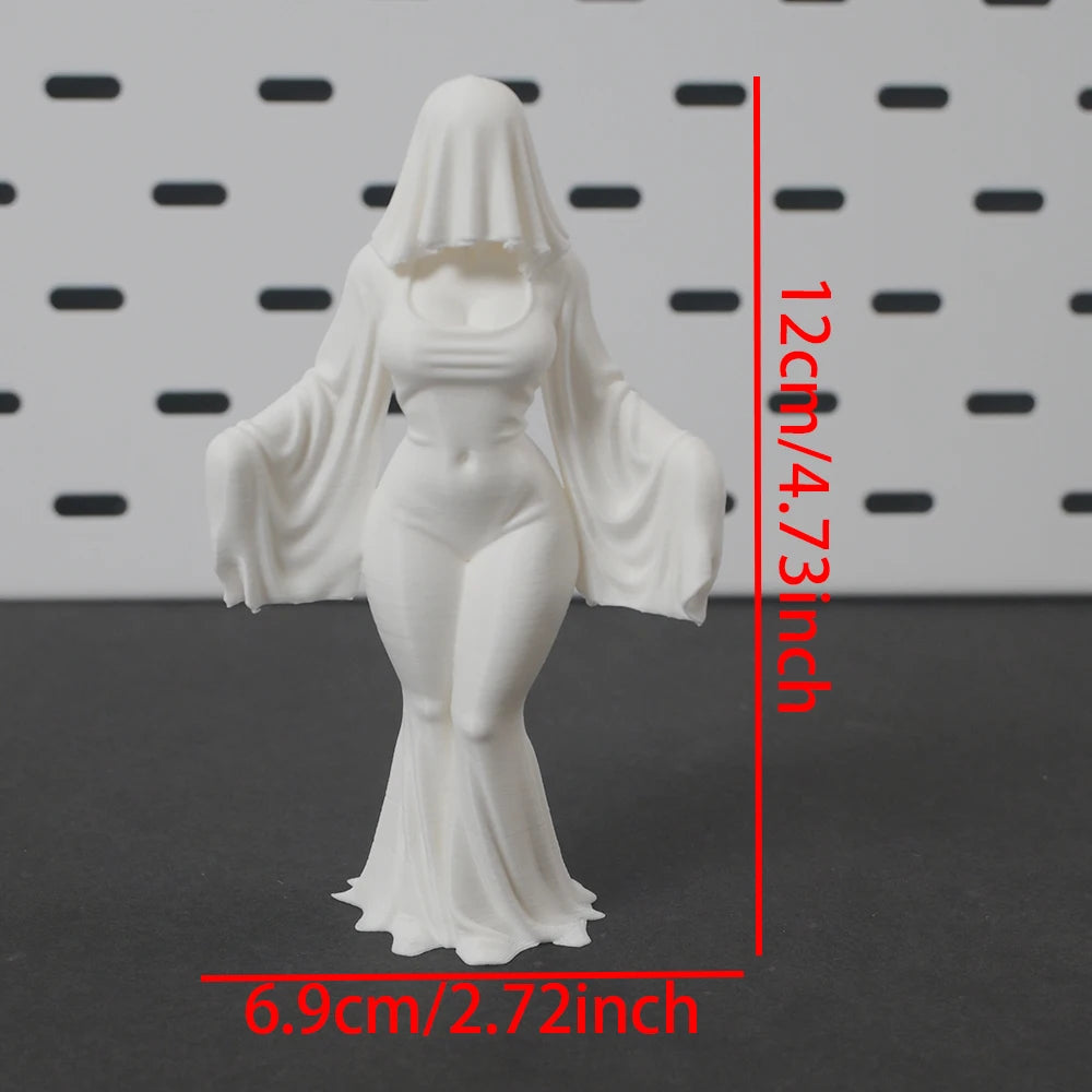 A 12cm ghost ornament, 3D printed white dress ghost decoration, funny Halloween indoor and outdoor decoration