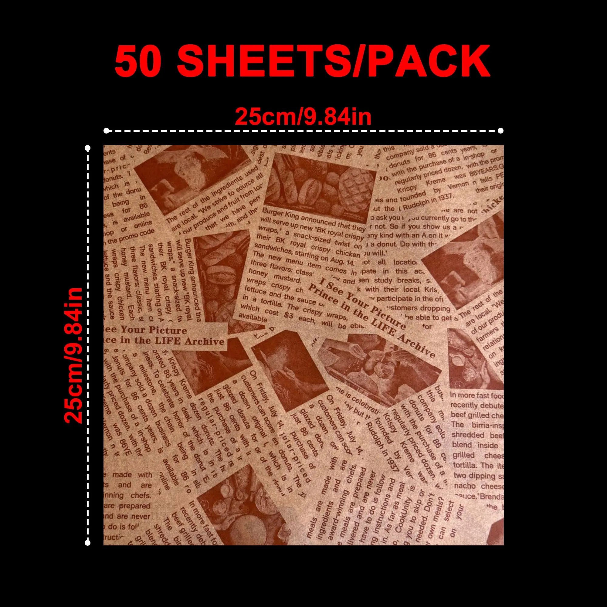Wax Paper Sheets Grease Resistant Tray Basket Liners Newsprint Paper Water and Grease Proof Sandwich Wrapping Paper for Food
