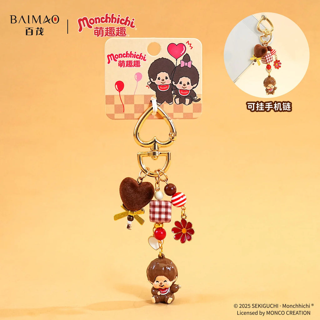 Cartoon Monchhichi Monkey Modeling Mini Cute Doll Backpack Mobile Phone In-Vehicle Pendant Decoration Toys Periphery Fun Gifts