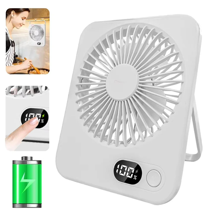 Portable Desk Fan Mini Foldable Table Fan With 5 Gear USB Rechargerable Wall Hanging Fan Student Desktop Fan For Office Home