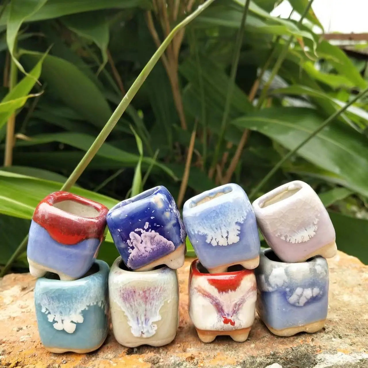 10Pcs Mini Ceramics Fowerpot Thumb Flowerpot Succulent Plant Flowerpot Home Garden Bonsai Potted Flower Pot  Plant Planting