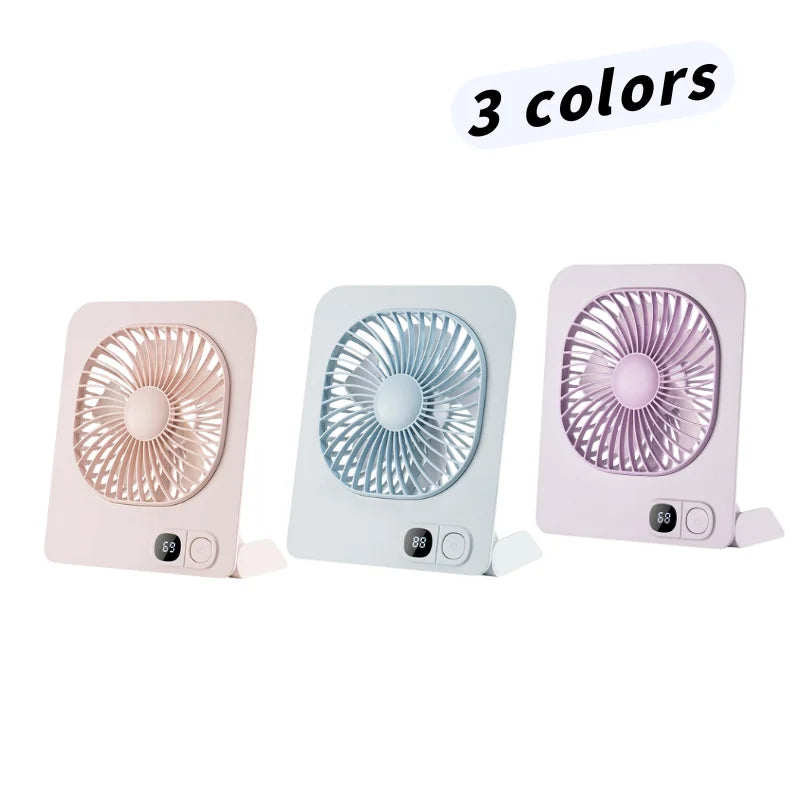 Portable Mini Desk Fan Table Power Display Ultra Quiet Hang Fan For Office Home USB Rechargeable Foldable Table Fan With 5 Gear