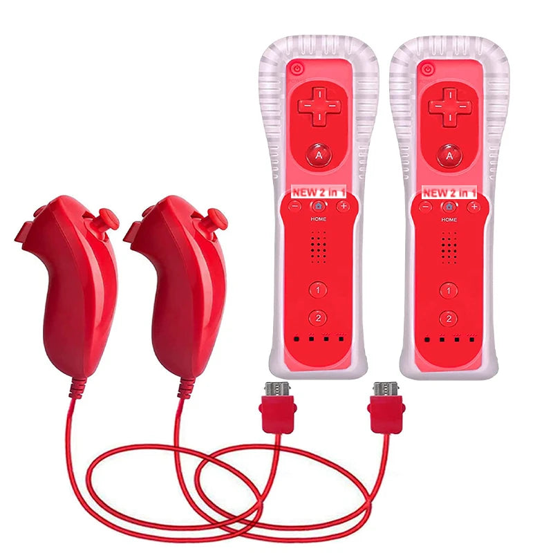 2PCS Remote Controller with Nunchuck Controller for Wii Console Wireless Gamepad with Motion Plus for  Wii Games Control