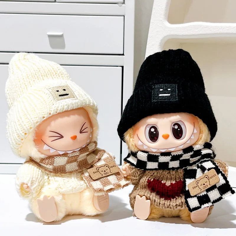 17cm Labubu clothes v1 v2 labubu Generation Labubu Sitting Party Clothes Pendant Doll Labubu doll Clothes Sweater scarf cute