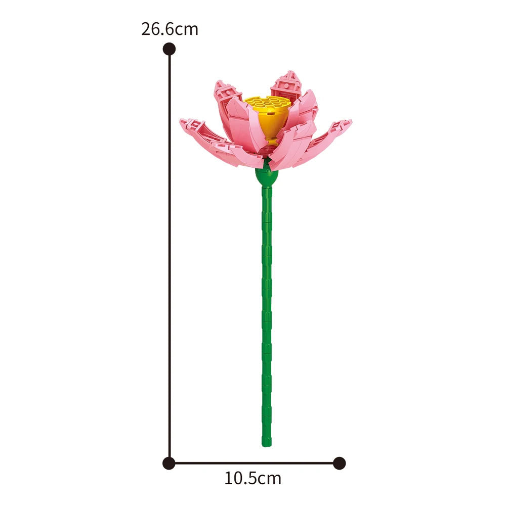Creativity Potted Plants Bouquet Rose Lily Flower Home Desk Plant Decoration Assemble Building Blocks Bricks Toys Girls Gift