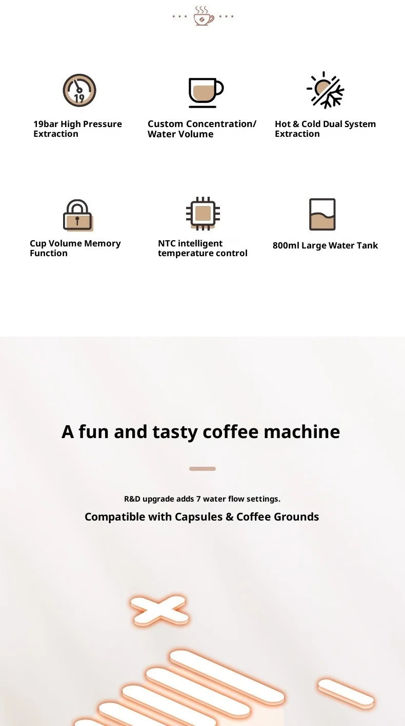 3 in 1 Multifunction Espresso Machine  Nespresso Capsule Coffee Machine Maker for Home Use
