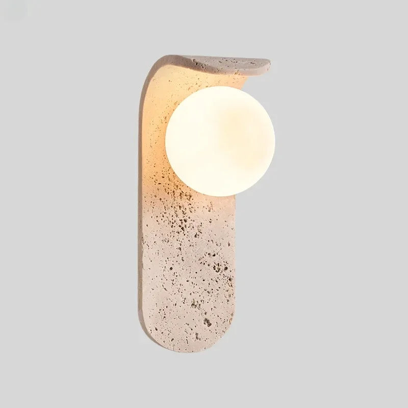 【Fast Delivery】Yellow Cave Stone White Glass LED Wall Lamp Sconce Bedside Foyer Aisle Nordic Modern Creative Stair Light Fixture