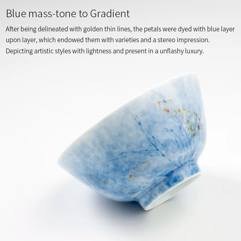 Ceramic Tea Cup Chinese Kungfu Teaware Vintage Blue Porcelain Exquisite Hand-Painted 80ml Office Home Drinkware Perfect Gift