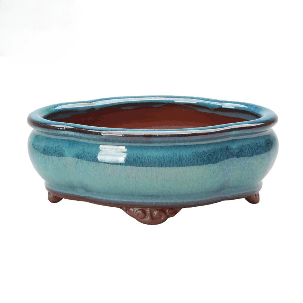 Creative Chinese Style Bonsai Flowerpot Ventilate Purple Sands Ceramic Craft Plant Pot Planter for Home Office Home Decor