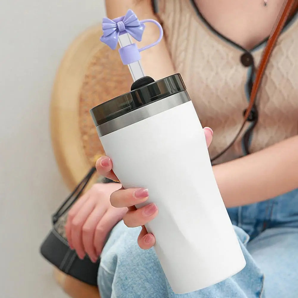 Pink Bow Straw Covers Cap Toppers for Stanley Tumblers Straw Tips Lid Protectors for 10mm Diameter Straws Cup Accessories