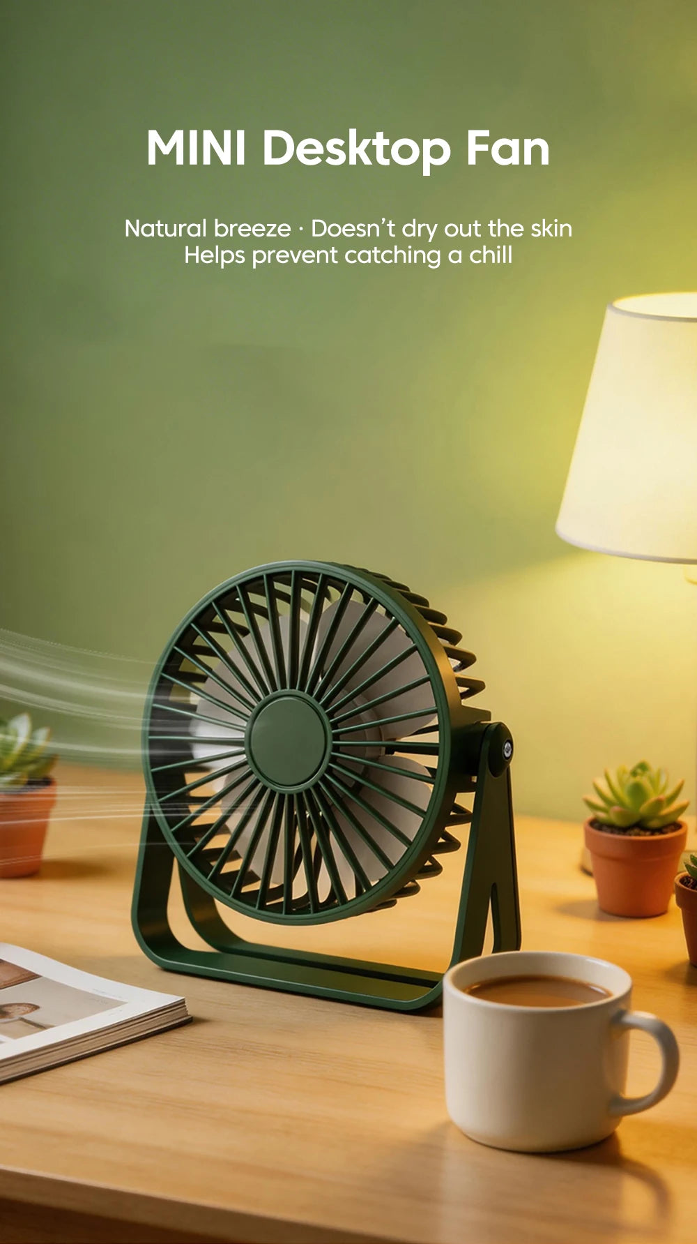 Desk Fan Portable Mini USB Rechargeable Fan Ultra Quiet Suitable For Home Desk Office Student Dormitory Computer Summer