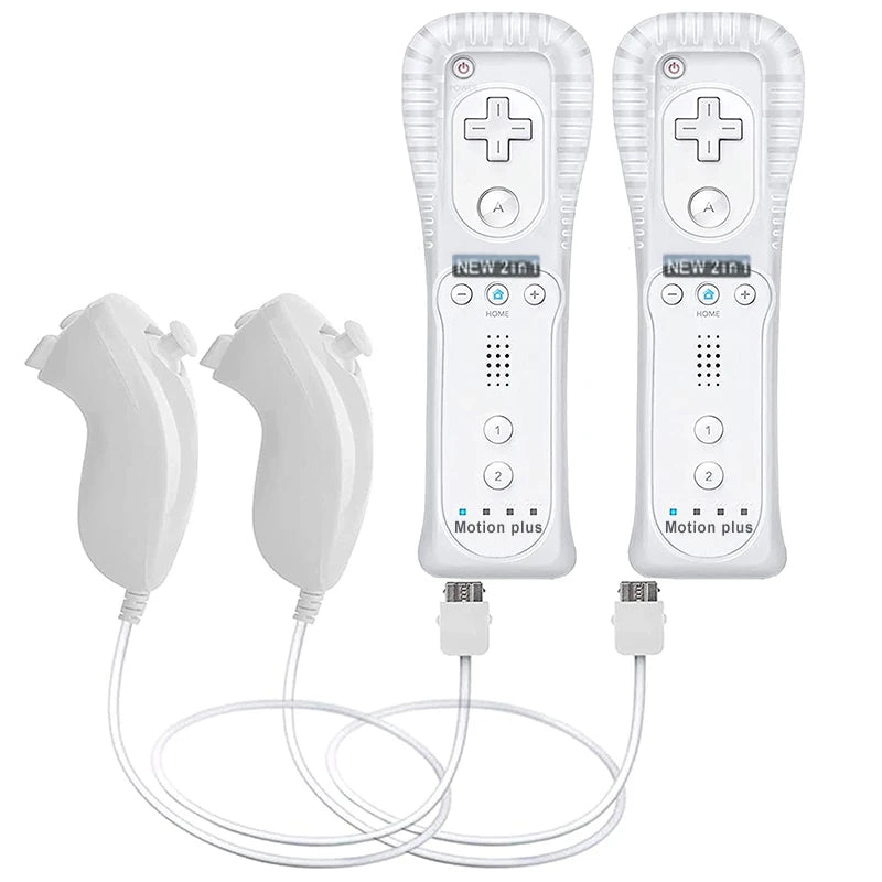 2PCS Remote Controller with Nunchuck Controller for Wii Console Wireless Gamepad with Motion Plus for  Wii Games Control