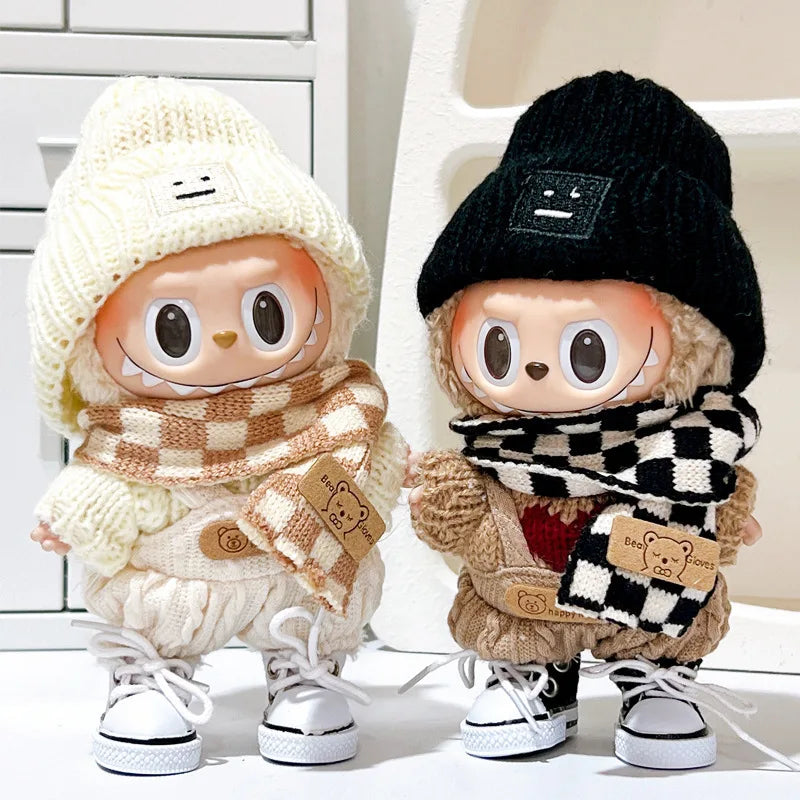 17cm Labubu clothes v1 v2 labubu Generation Labubu Sitting Party Clothes Pendant Doll Labubu doll Clothes Sweater scarf cute