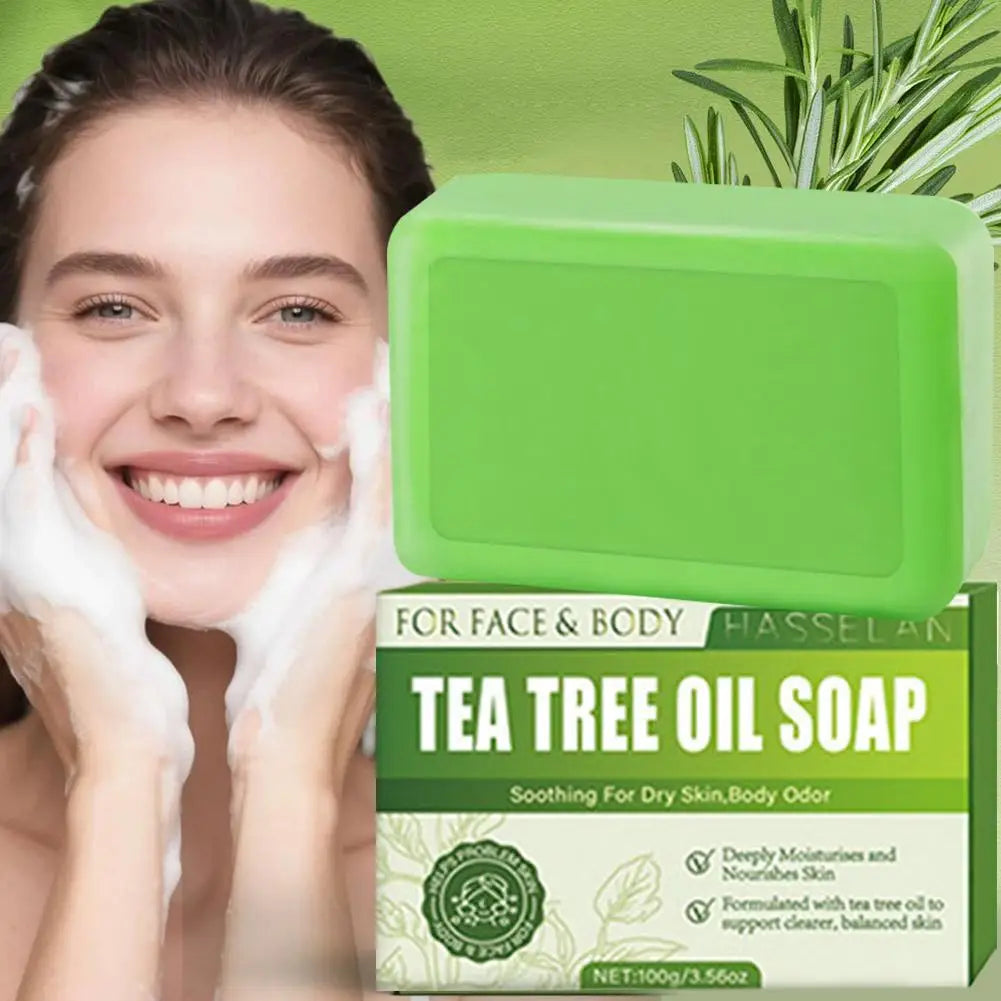 Tea Tree Soap, Soap Bar with Tea Tree Oil, Natural Soaps for Body Skin Cleaning,Gentle Exfoliating Bar Soap
