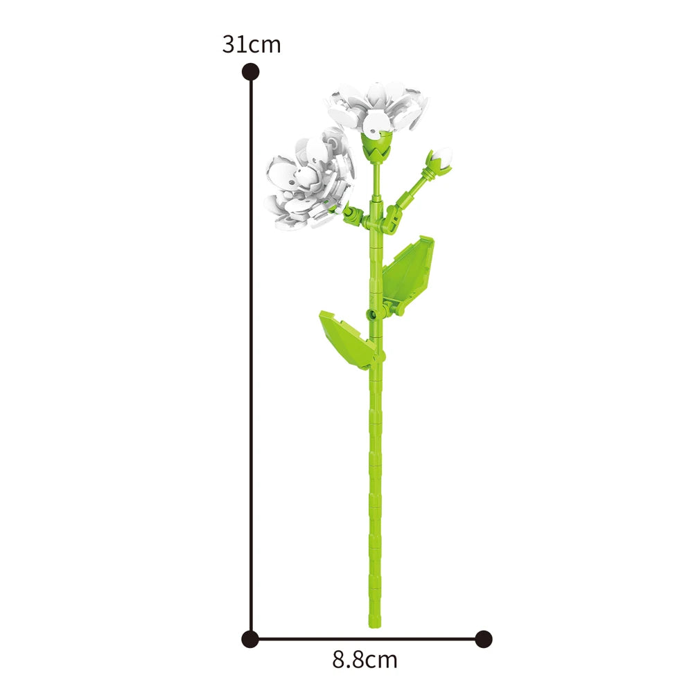 Creativity Potted Plants Bouquet Rose Lily Flower Home Desk Plant Decoration Assemble Building Blocks Bricks Toys Girls Gift