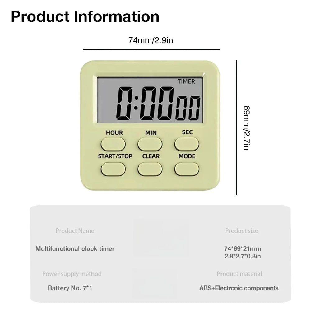 Digital Kitchen Timer Multifunctional LED Display Alarm Clock Home Cooking Timer for Baking Office Camping Kitchen Tools