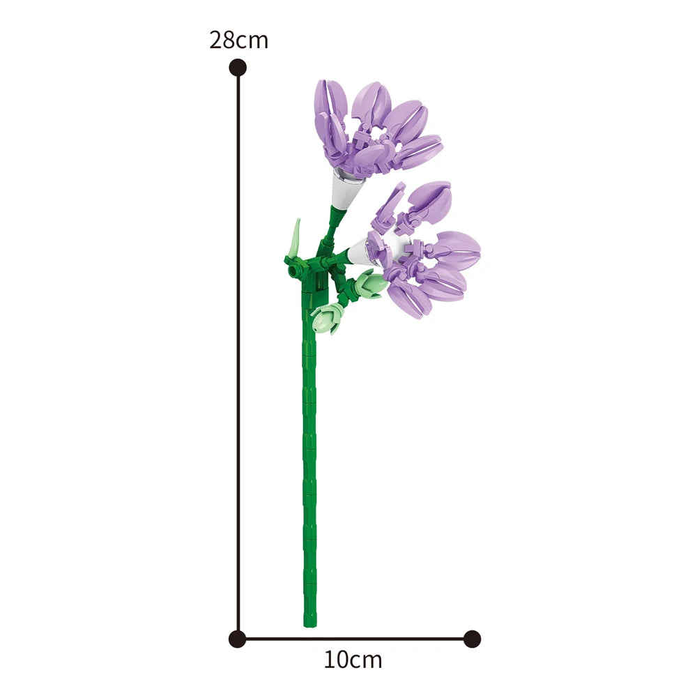 Creativity Potted Plants Bouquet Rose Lily Flower Home Desk Plant Decoration Assemble Building Blocks Bricks Toys Girls Gift