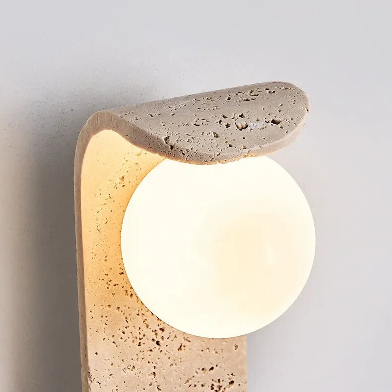 【Fast Delivery】Yellow Cave Stone White Glass LED Wall Lamp Sconce Bedside Foyer Aisle Nordic Modern Creative Stair Light Fixture