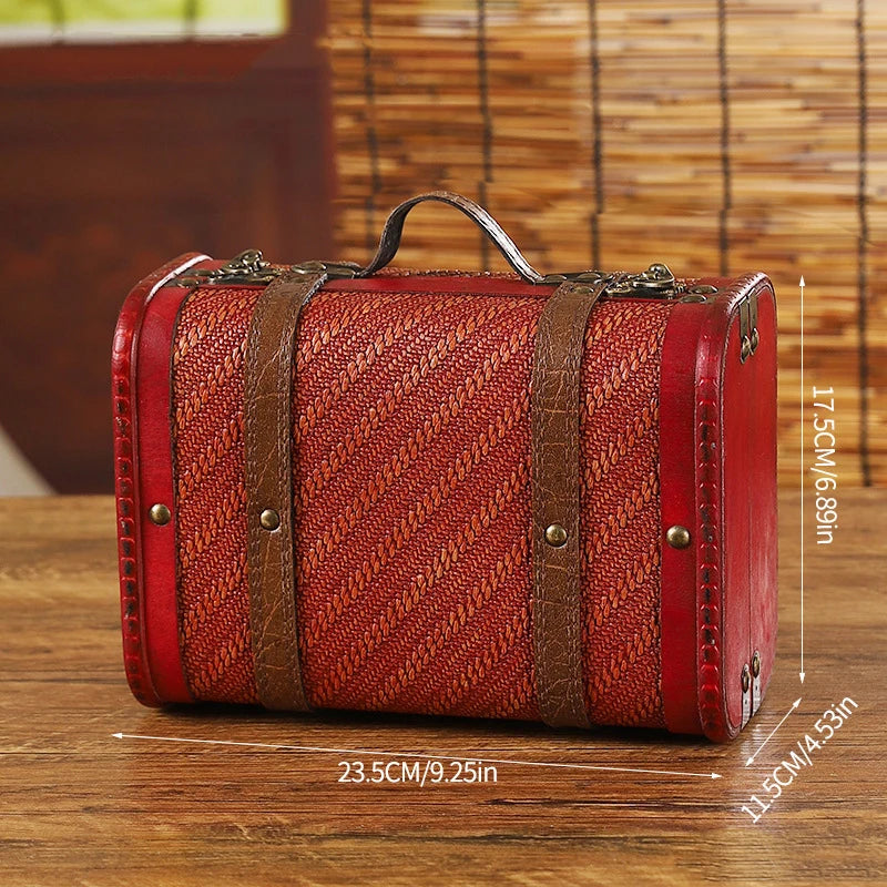 Vintage Distressed Wooden Travel Trunk  Durable Antique-Style Storage Chest for Luggage Home Decor & Retro Interiors