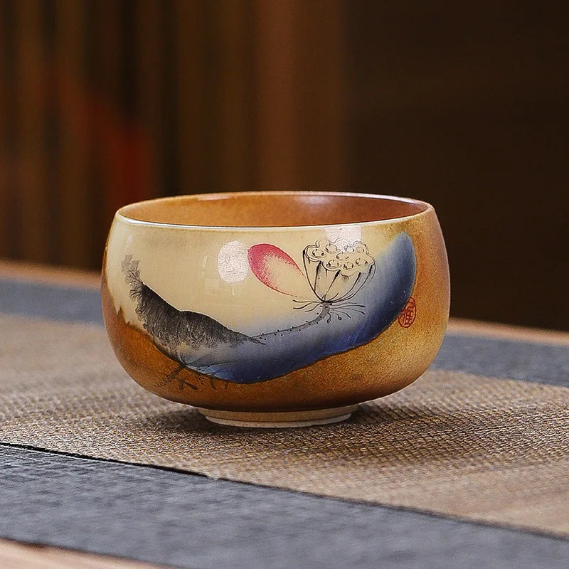 Vintage Kungfu Teacups Chinese Pottery Master Teaware Bowls Cup Home Decor Retro Tea Cups 150ml Ceramic Handmade Teaset