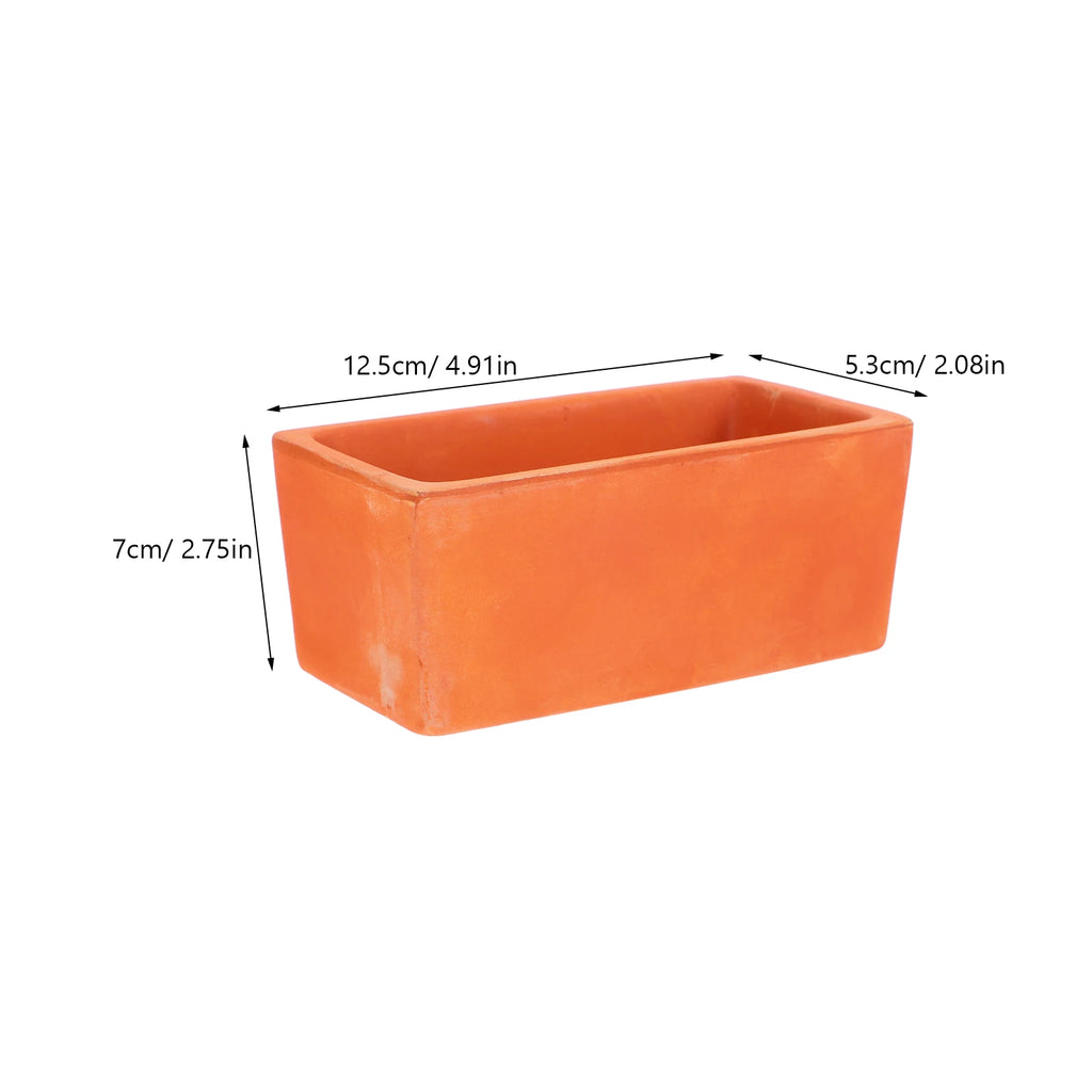 Rectangular Terracotta Flower Pot 12cm Clay Planter With Drainage Hole Pottery Container For DIY Garden Plants Indoor Windowsill