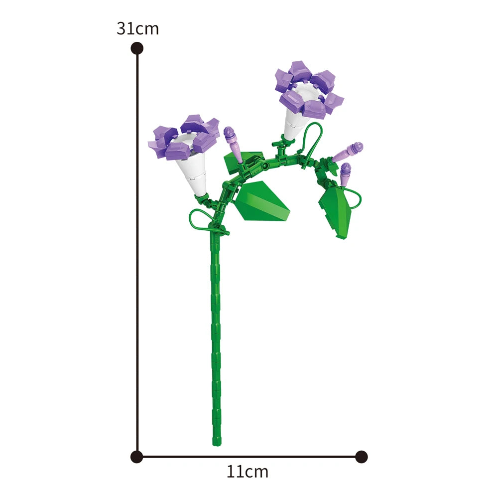 Creativity Potted Plants Bouquet Rose Lily Flower Home Desk Plant Decoration Assemble Building Blocks Bricks Toys Girls Gift
