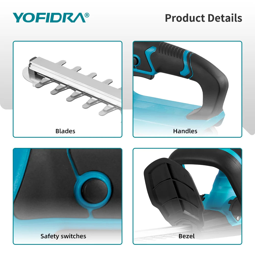 YOFIDRA 2000W 15000RPM Cordless Electric Hedge Trimmer Pruning Saw Lawn Mower Garden Trimming Power Tools For Makita Battery Pin